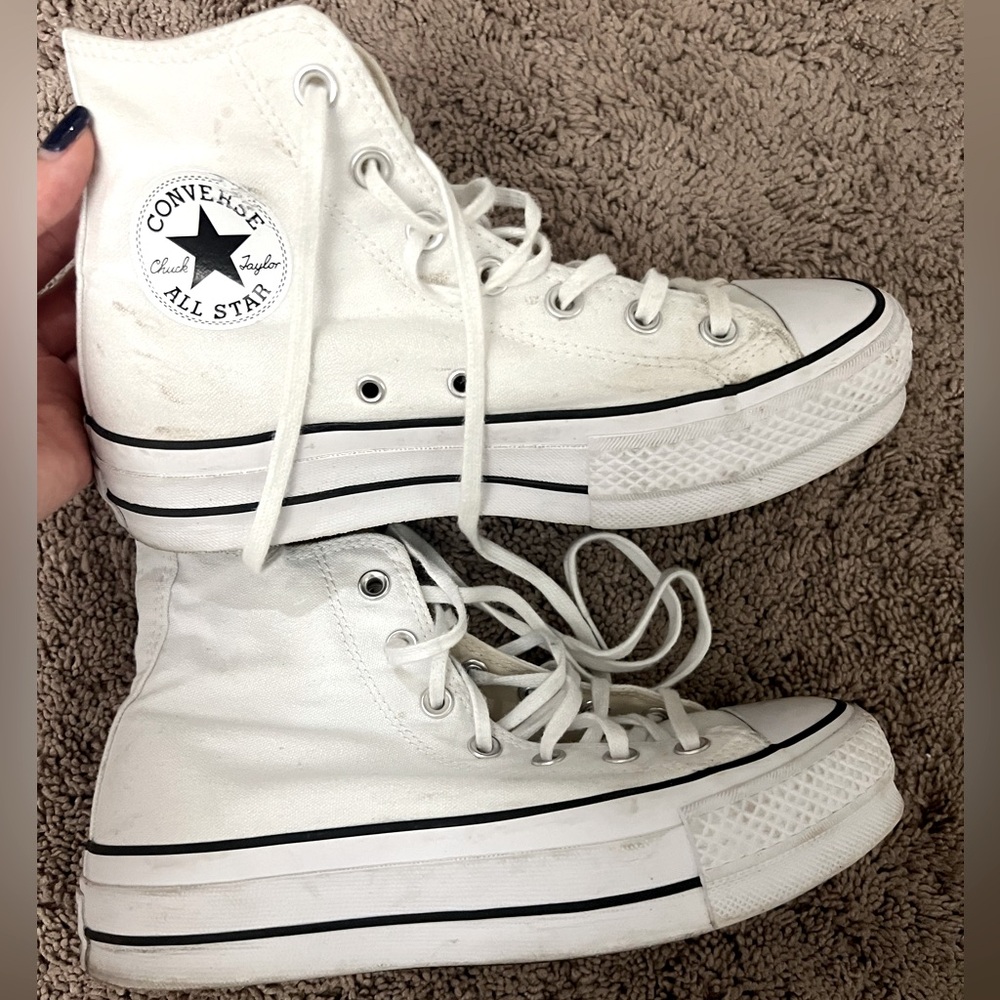 Converse All Star Platform Canvas in White size 7